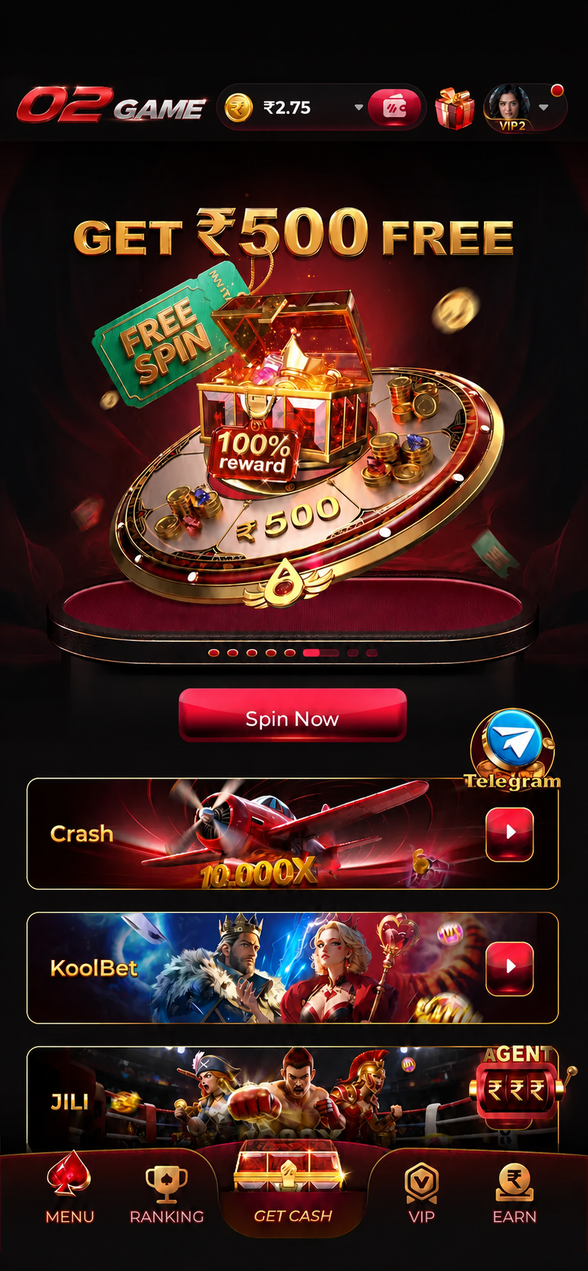 02GAME mobile app interface